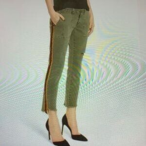 Pam & Gela Militia  Uniform Side Stripe Step Hem cropped pants size 26